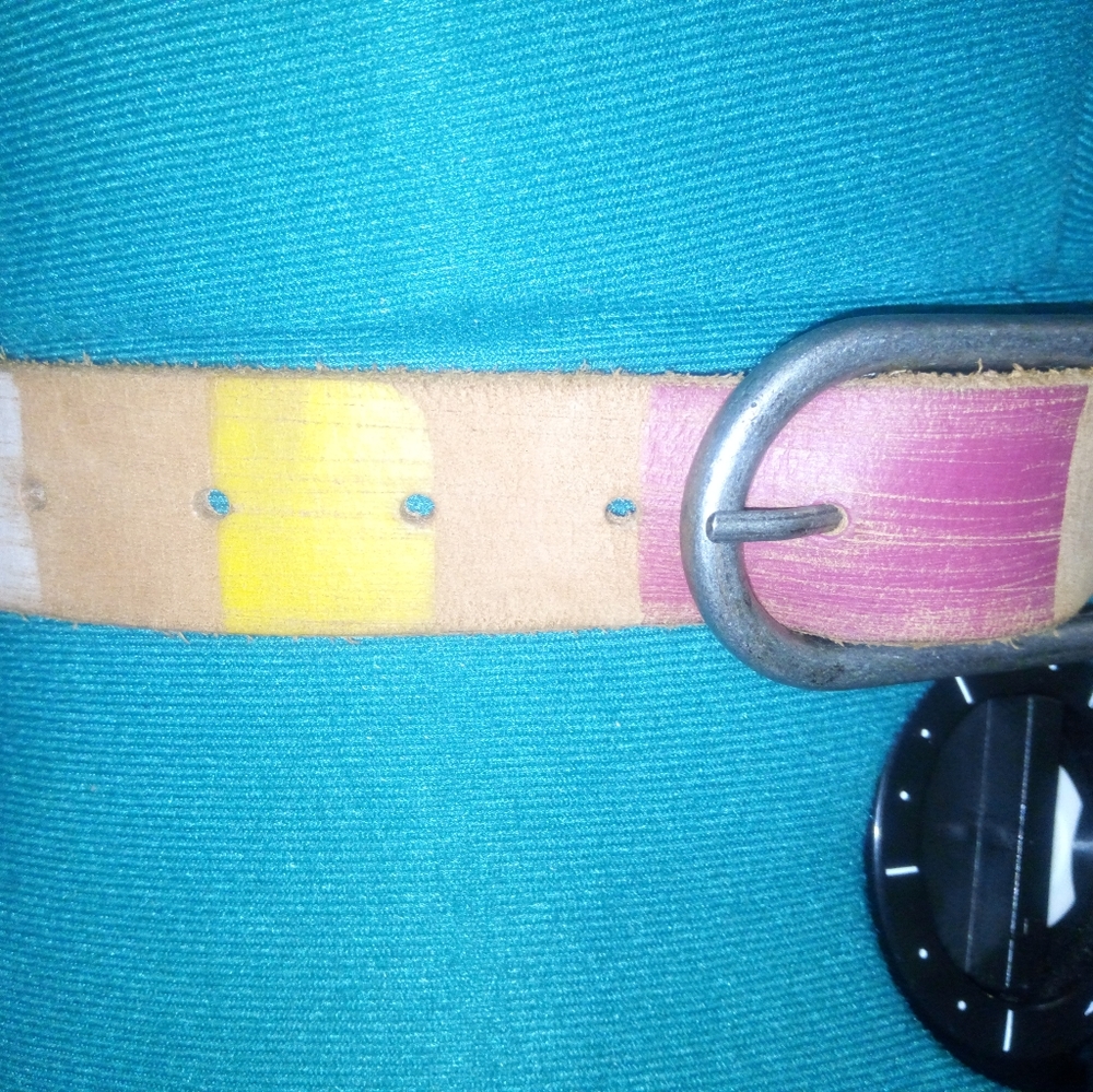 Original Penguin Striped Leather Belt NWOT - Picture 3 of 10